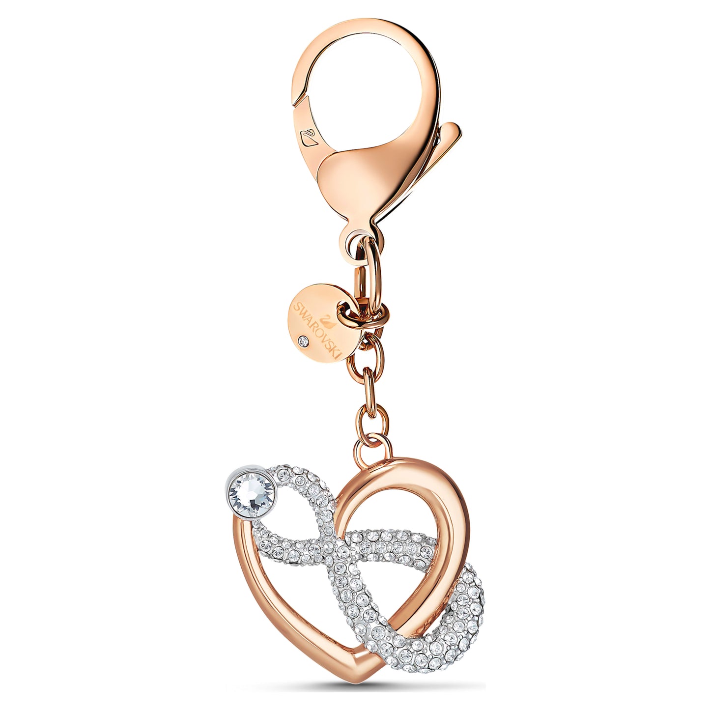 INFINITY BAG CHARM INFINITY & HEART - WHITE, MIXED-METAL