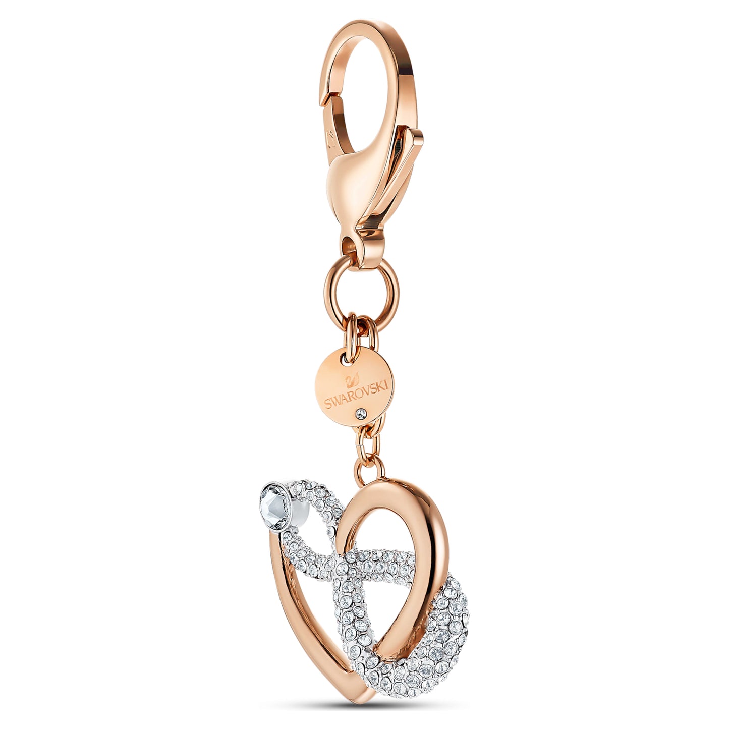 INFINITY BAG CHARM INFINITY & HEART - WHITE, MIXED-METAL