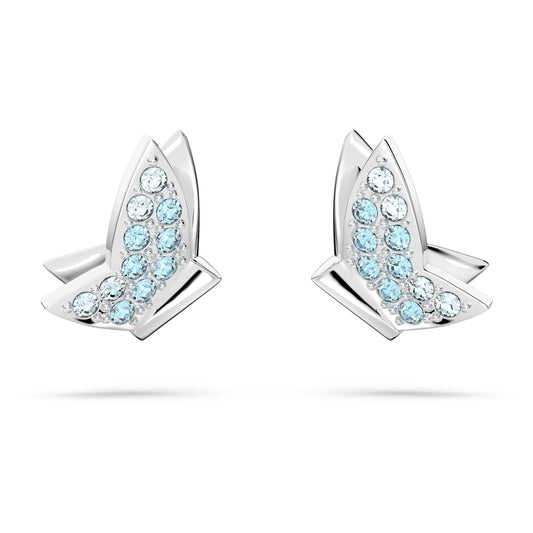 LILIA STUD EARRINGS BUTTERFLY - BLUE, RHODIUM