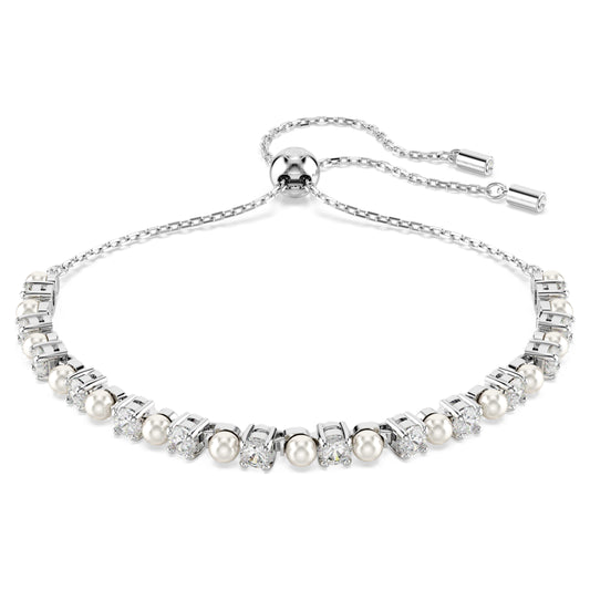 MATRIX BRACELET PEARL - WHITE, RHODIUM