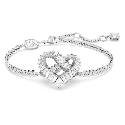 MATRIX BRACELET HEART - WHITE, RHODIUM