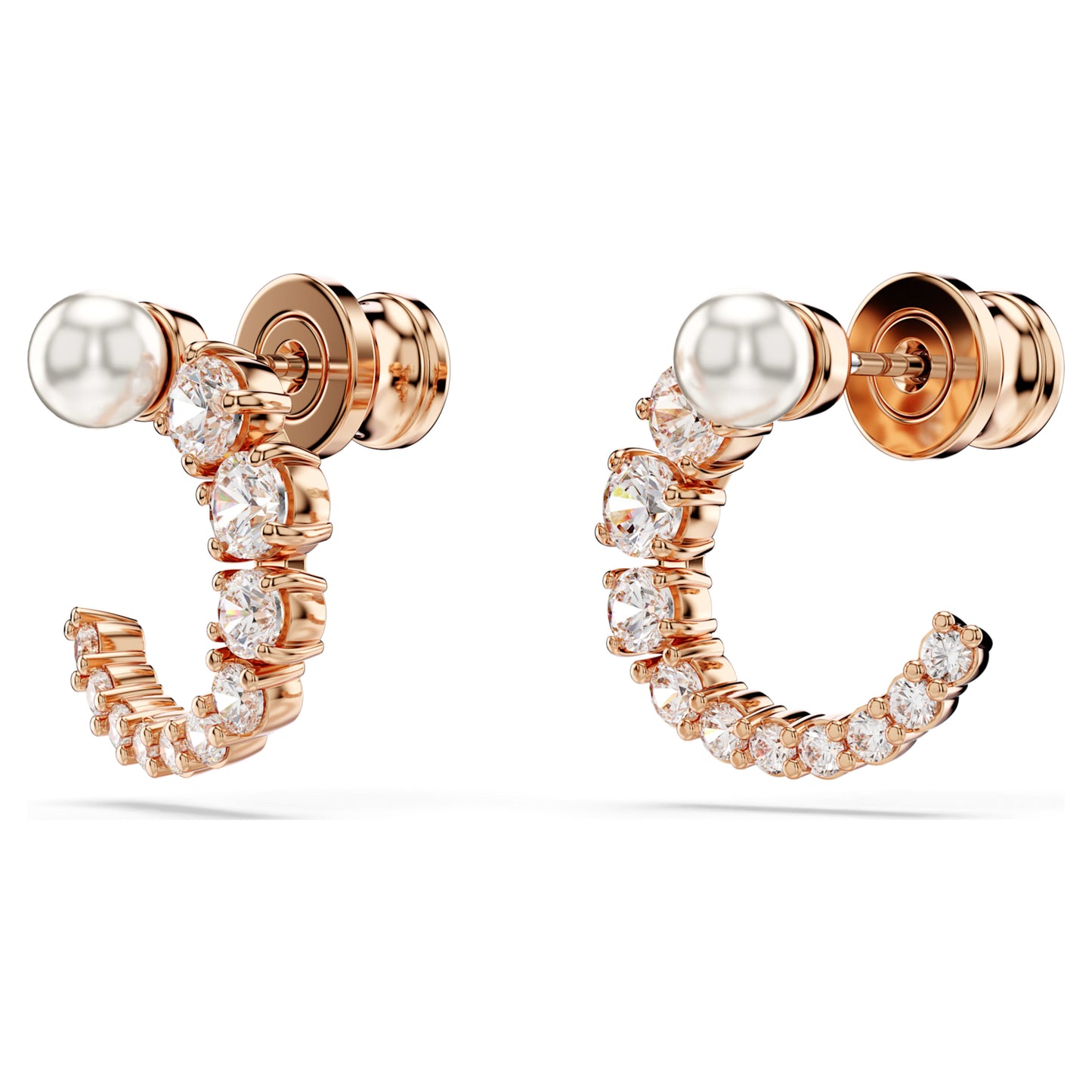 MATRIX HOOP EARRINGS PEARL - WHITE, ROSE-GOLD