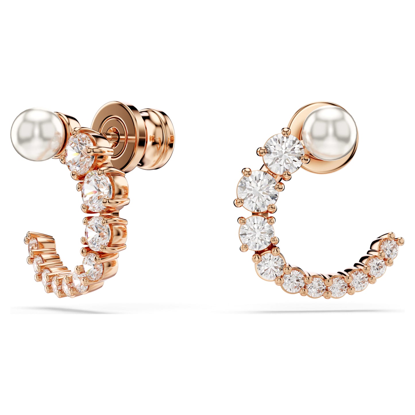 MATRIX HOOP EARRINGS PEARL - WHITE, ROSE-GOLD