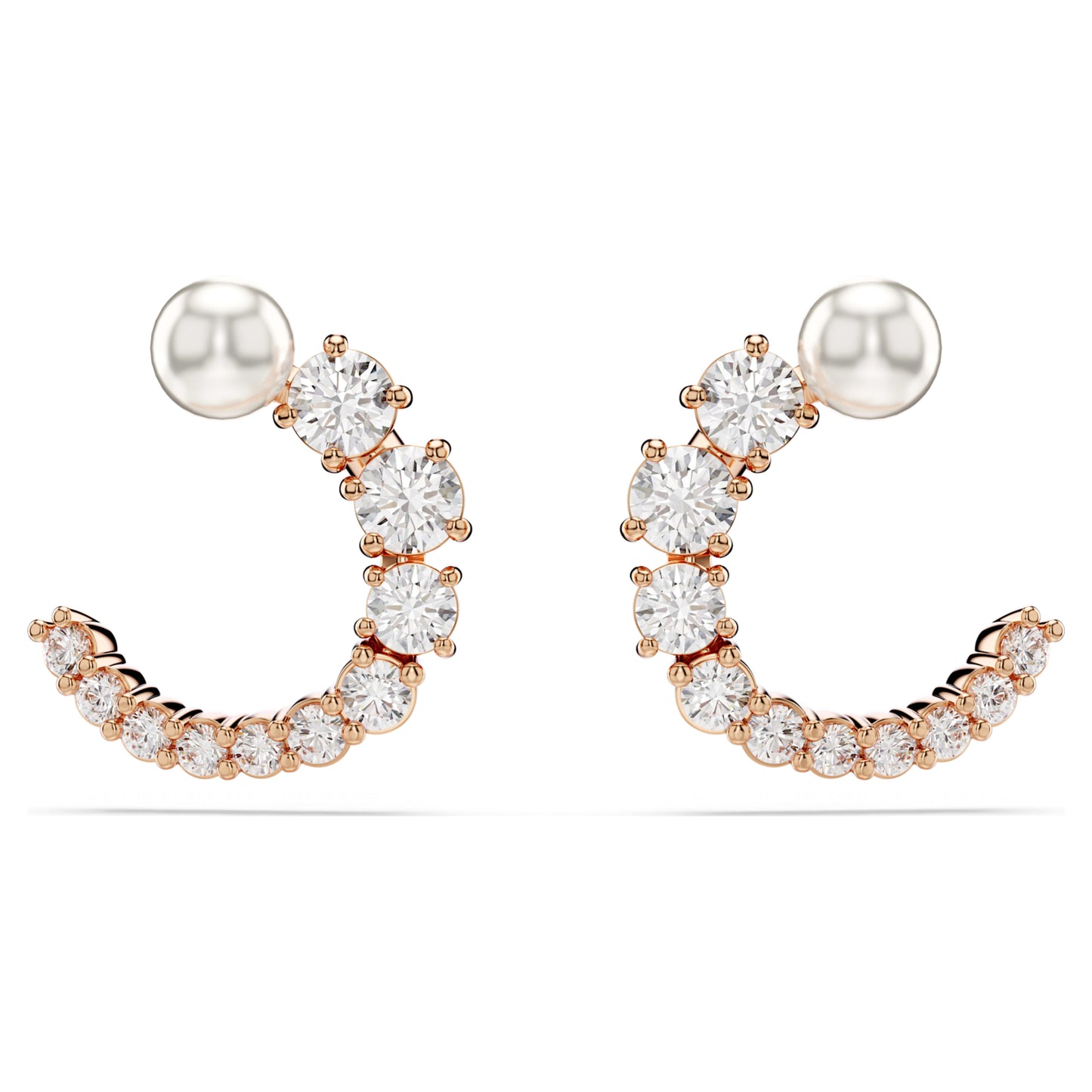 MATRIX HOOP EARRINGS PEARL - WHITE, ROSE-GOLD