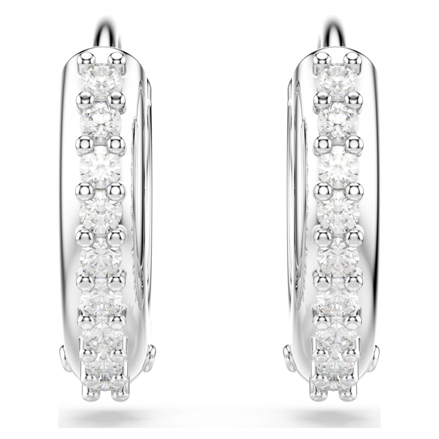 MATRIX HOOP EARRINGS - WHITE, RHODIUM