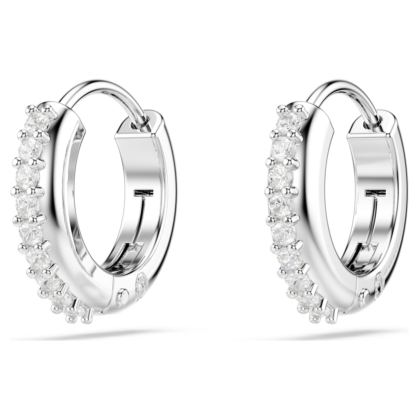 MATRIX HOOP EARRINGS - WHITE, RHODIUM