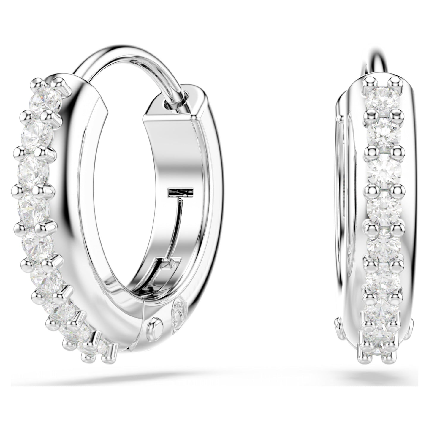 MATRIX HOOP EARRINGS - WHITE, RHODIUM