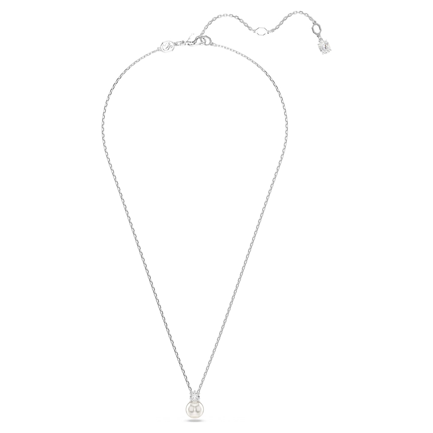 MATRIX PENDANT PEARL - WHITE, RHODIUM