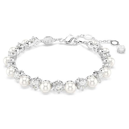 MATRIX TENNIS BRACELET PEARL - WHITE, RHODIUM