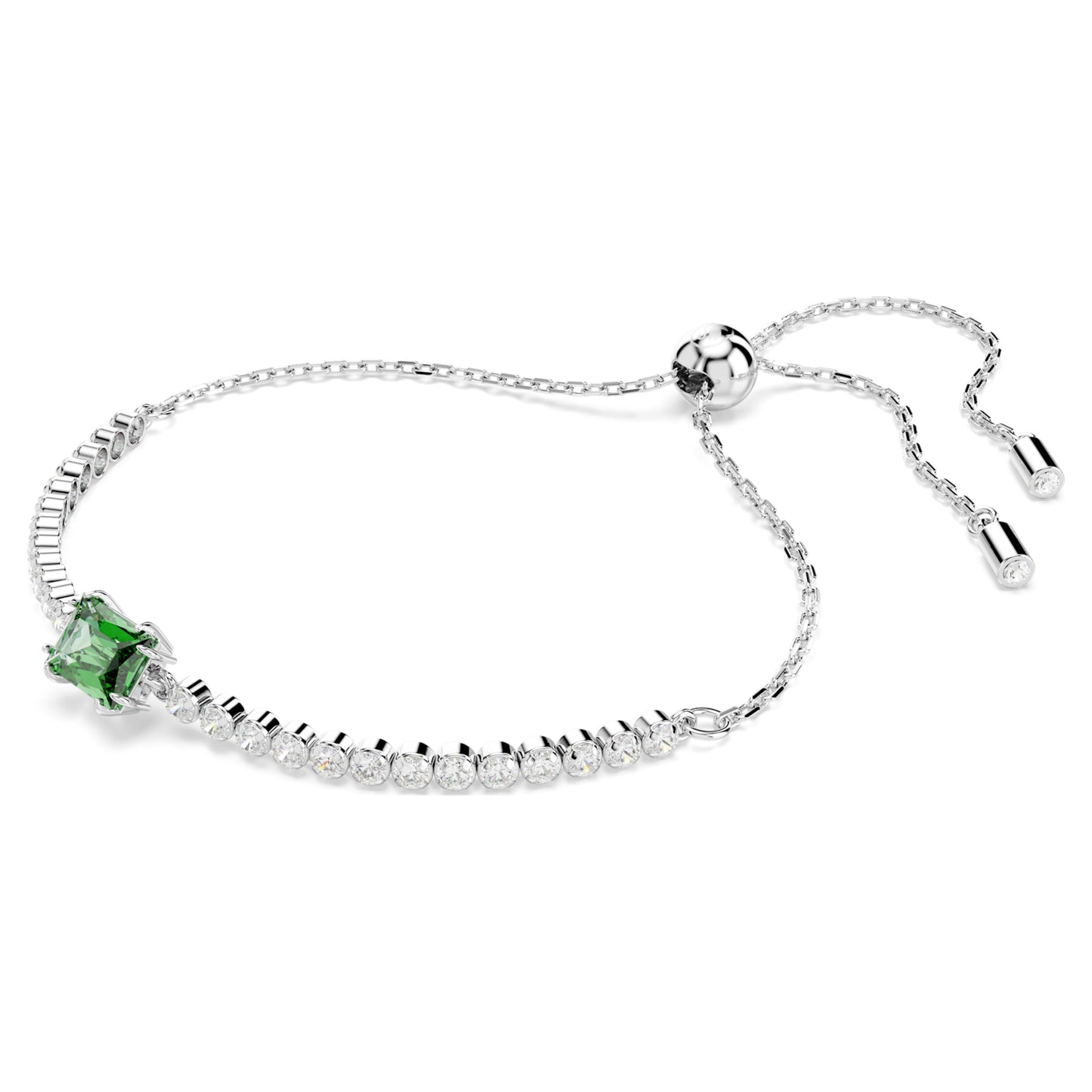 MATRIX TENNIS BRACELET - GREEN, RHODIUM