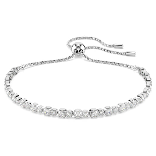 MATRIX TENNIS BRACELET - WHITE, RHODIUM