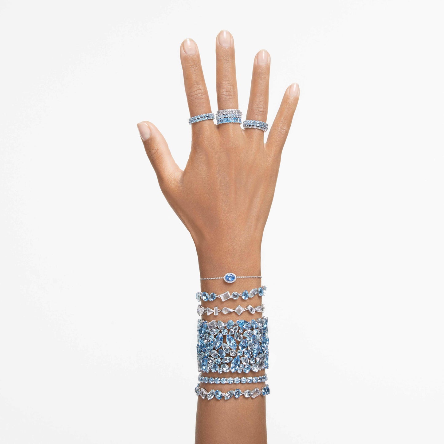 MATRIX TENNIS BRACELET - BLUE, RHODIUM