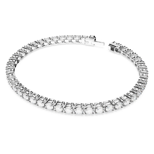 MATRIX TENNIS BRACELET - WHITE, RHODIUM