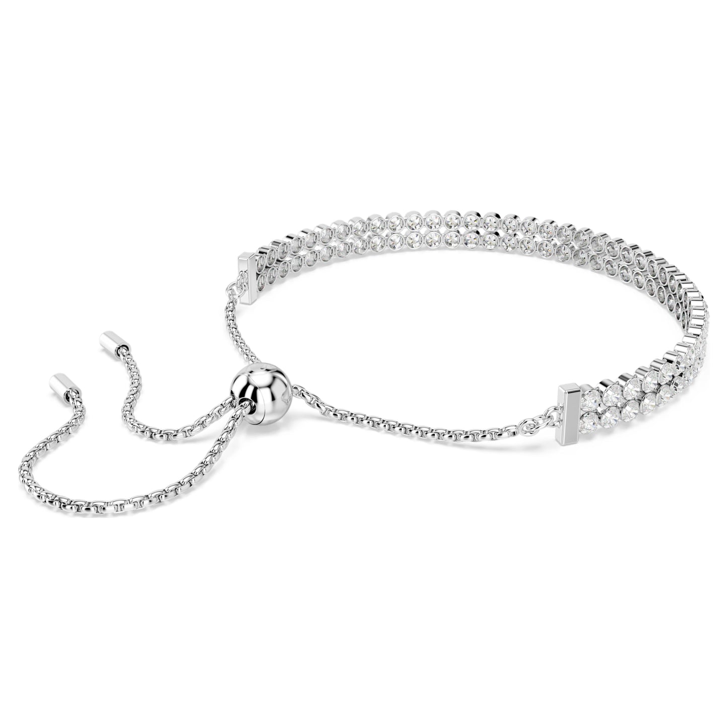 MATRIX TENNIS BRACELET - WHITE, RHODIUM