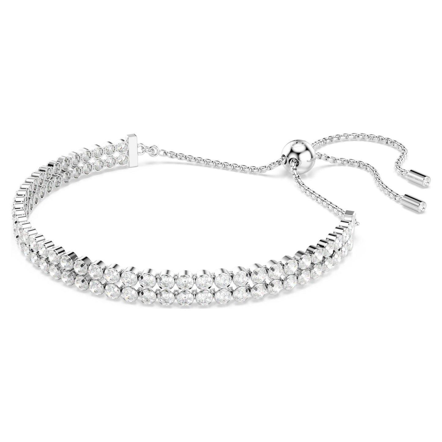 MATRIX TENNIS BRACELET - WHITE, RHODIUM