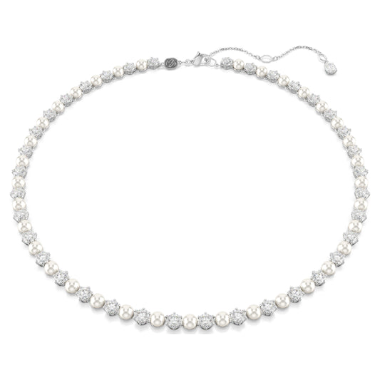 MATRIX TENNIS NECKLACE - WHITE, RHODIUM