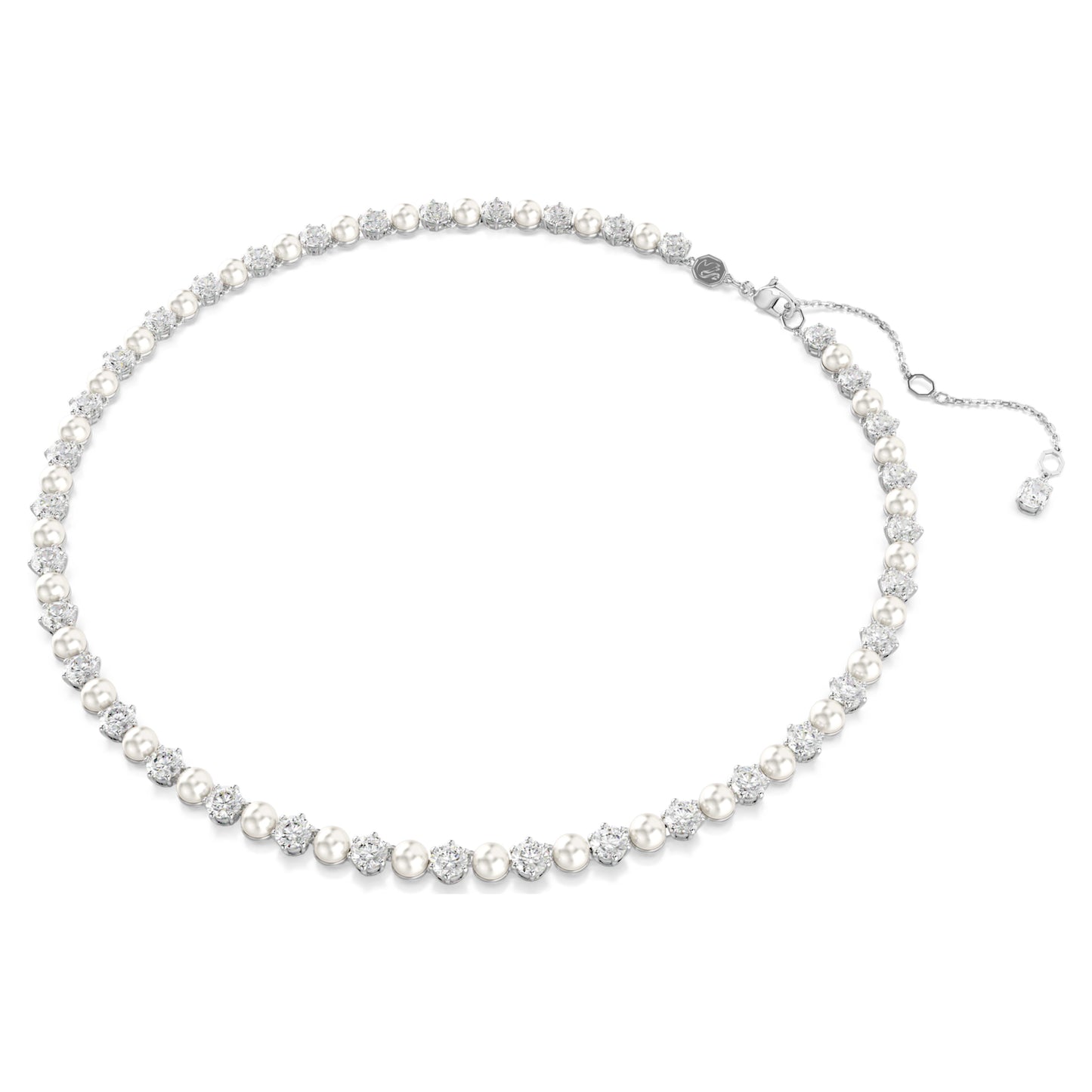 MATRIX TENNIS NECKLACE - WHITE, RHODIUM