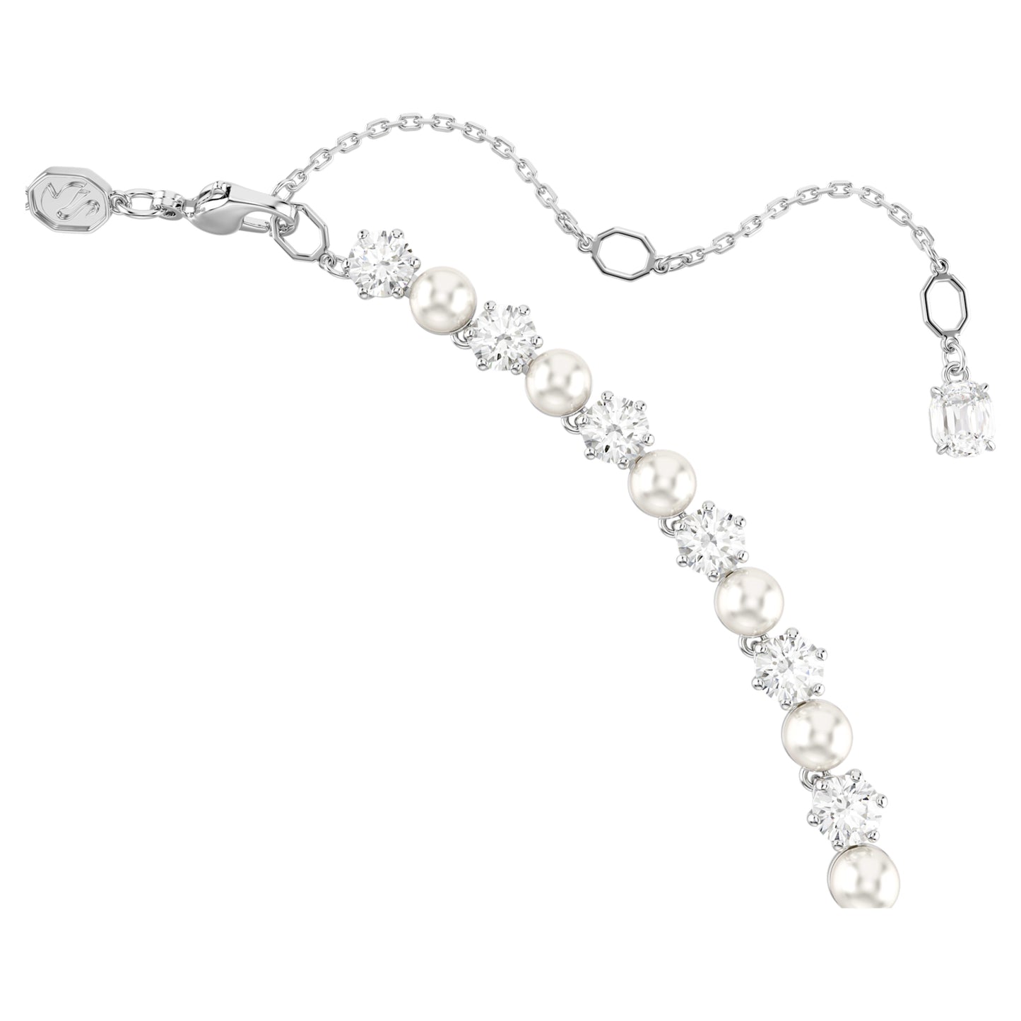 MATRIX TENNIS NECKLACE - WHITE, RHODIUM