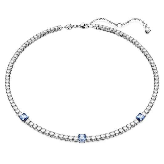 MATRIX TENNIS NECKLACE - BLUE, RHODIUM