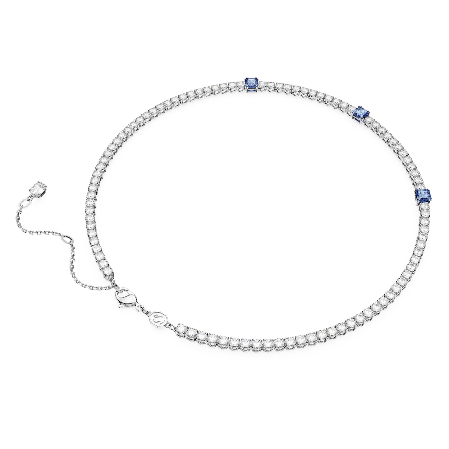 MATRIX TENNIS NECKLACE - BLUE, RHODIUM