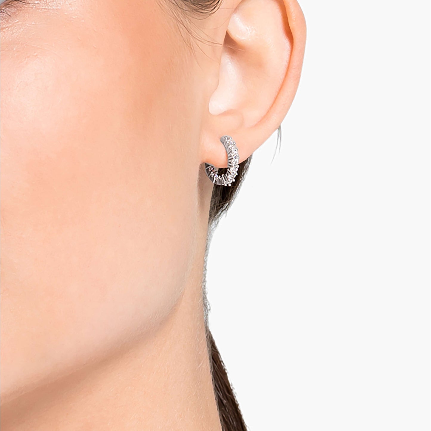 MATRIX VITTORE HOOP EARRINGS - WHITE, RHODIUM