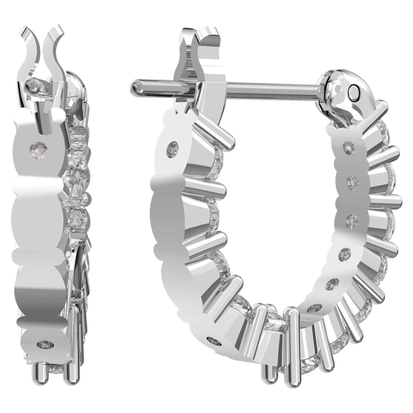 MATRIX VITTORE HOOP EARRINGS - WHITE, RHODIUM