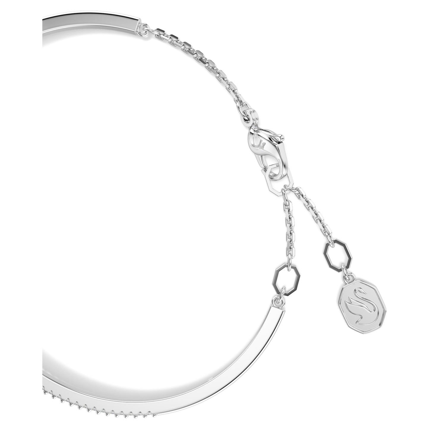 MESMERA BANGLE - WHITE, RHODIUM