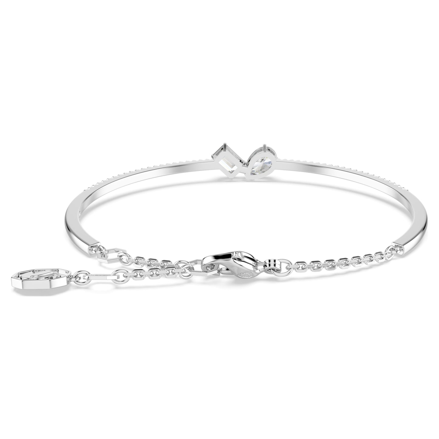 MESMERA BANGLE - WHITE, RHODIUM