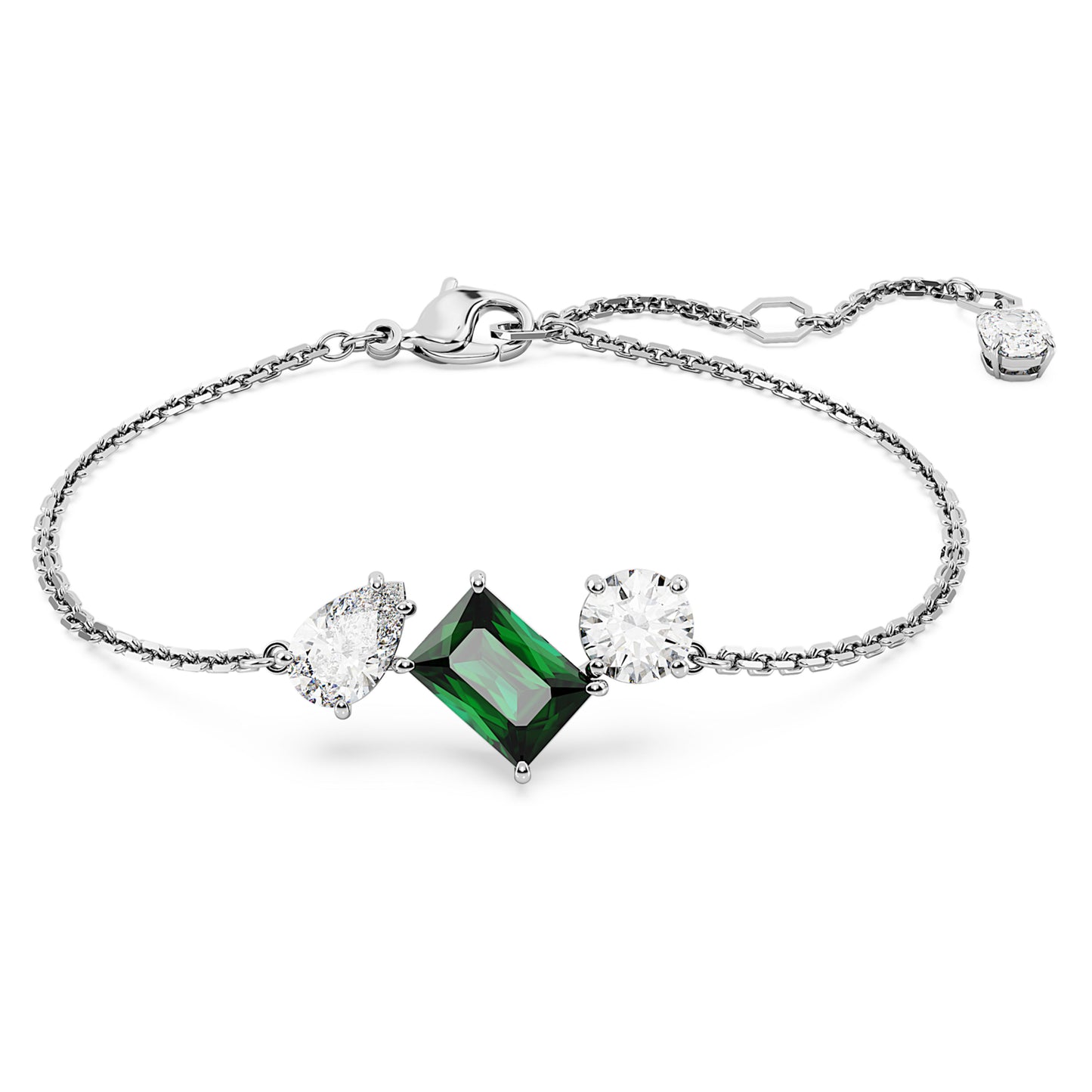 MESMERA BRACELET - GREEN, RHODIUM