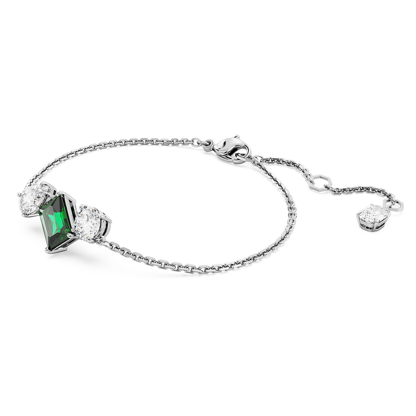 MESMERA BRACELET - GREEN, RHODIUM