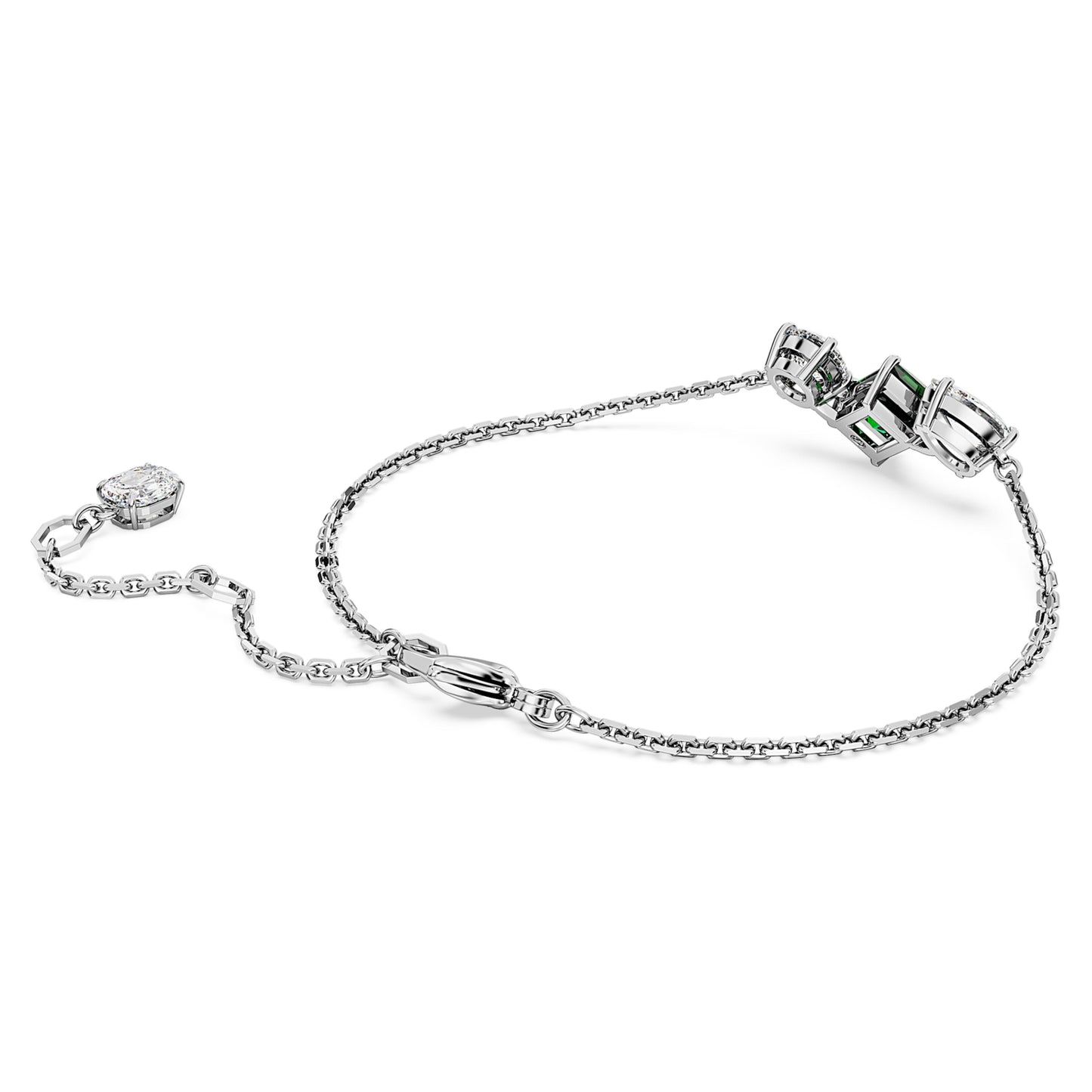 MESMERA BRACELET - GREEN, RHODIUM