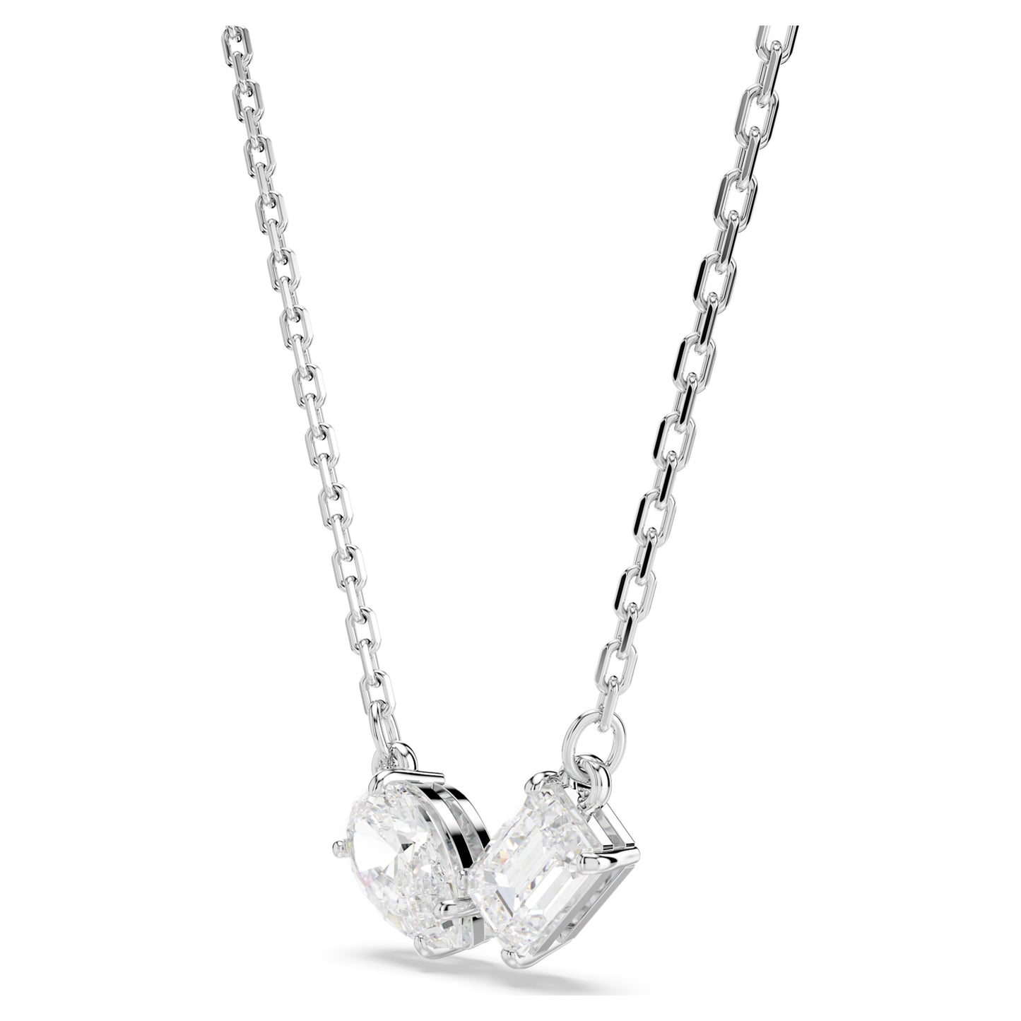 MESMERA SET NECKLACE & EARRINGS - WHITE, RHODIUM