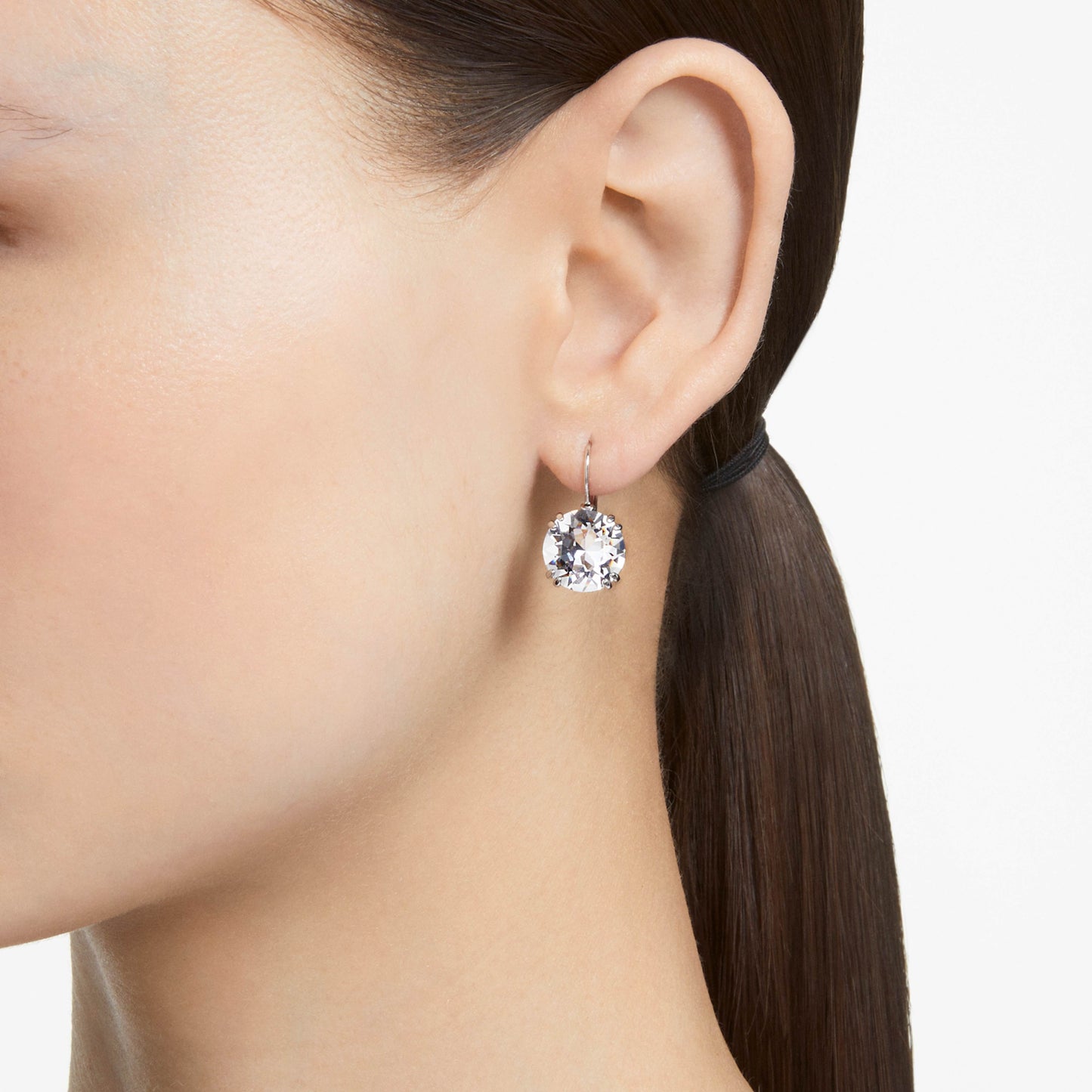 MILLENIA DROP EARRINGS - WHITE, RHODIUM