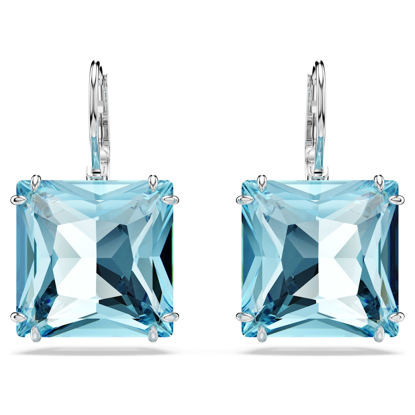 MILLENIA DROP EARRINGS SQUARE - BLUE, RHODIUM