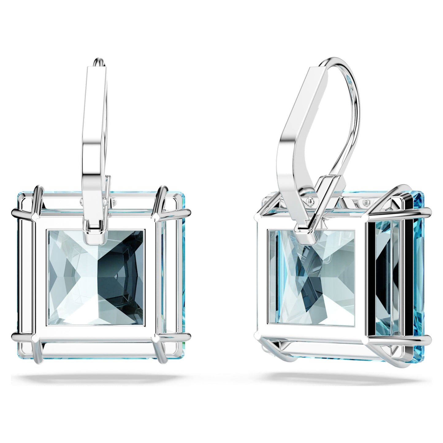 MILLENIA DROP EARRINGS SQUARE - BLUE, RHODIUM