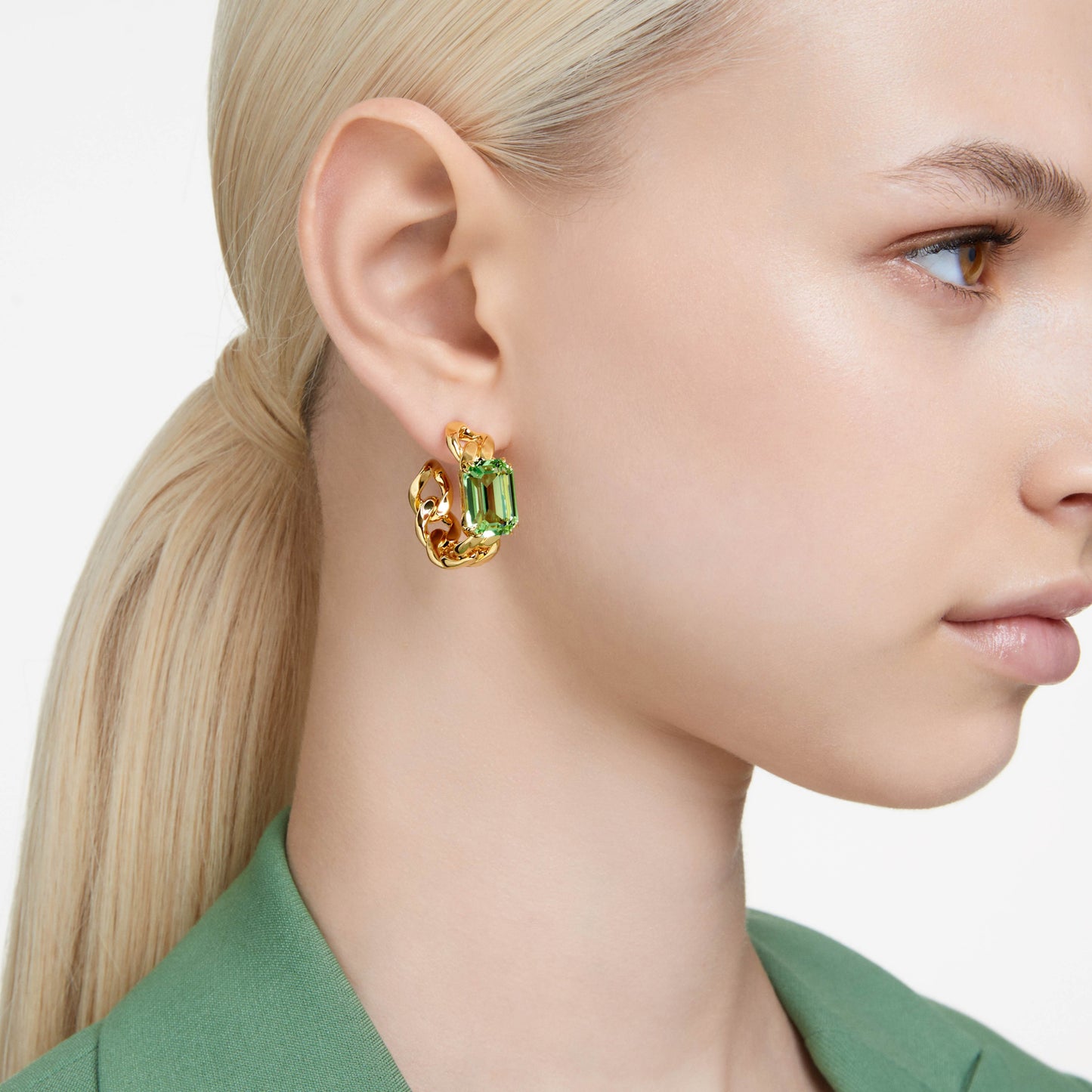 MILLENIA HOOP EARRINGS - GREEN, GOLD