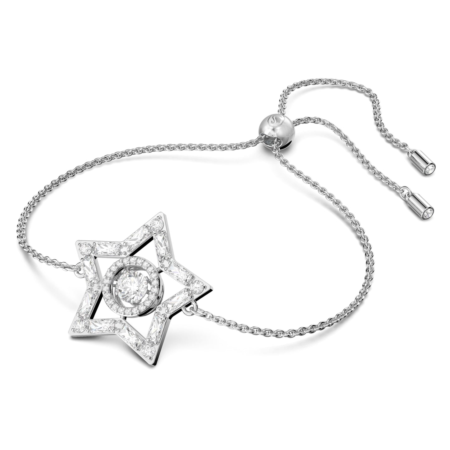 STELLA BRACELET STAR - WHITE, RHODIUM