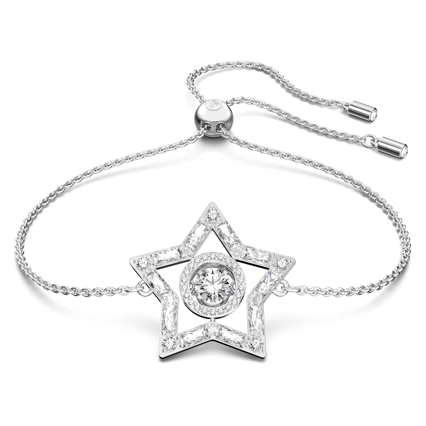 STELLA BRACELET STAR - WHITE, RHODIUM