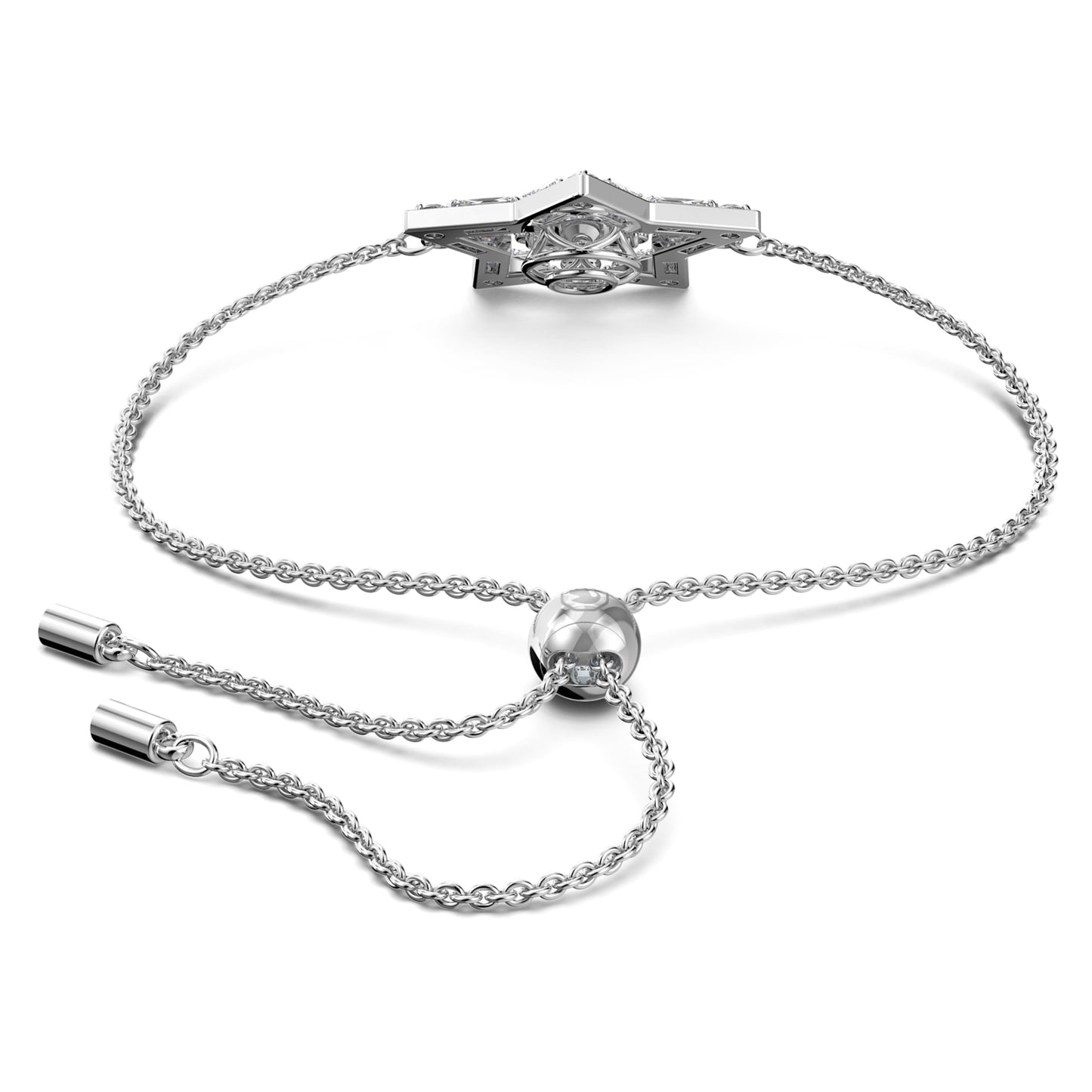 STELLA BRACELET STAR - WHITE, RHODIUM