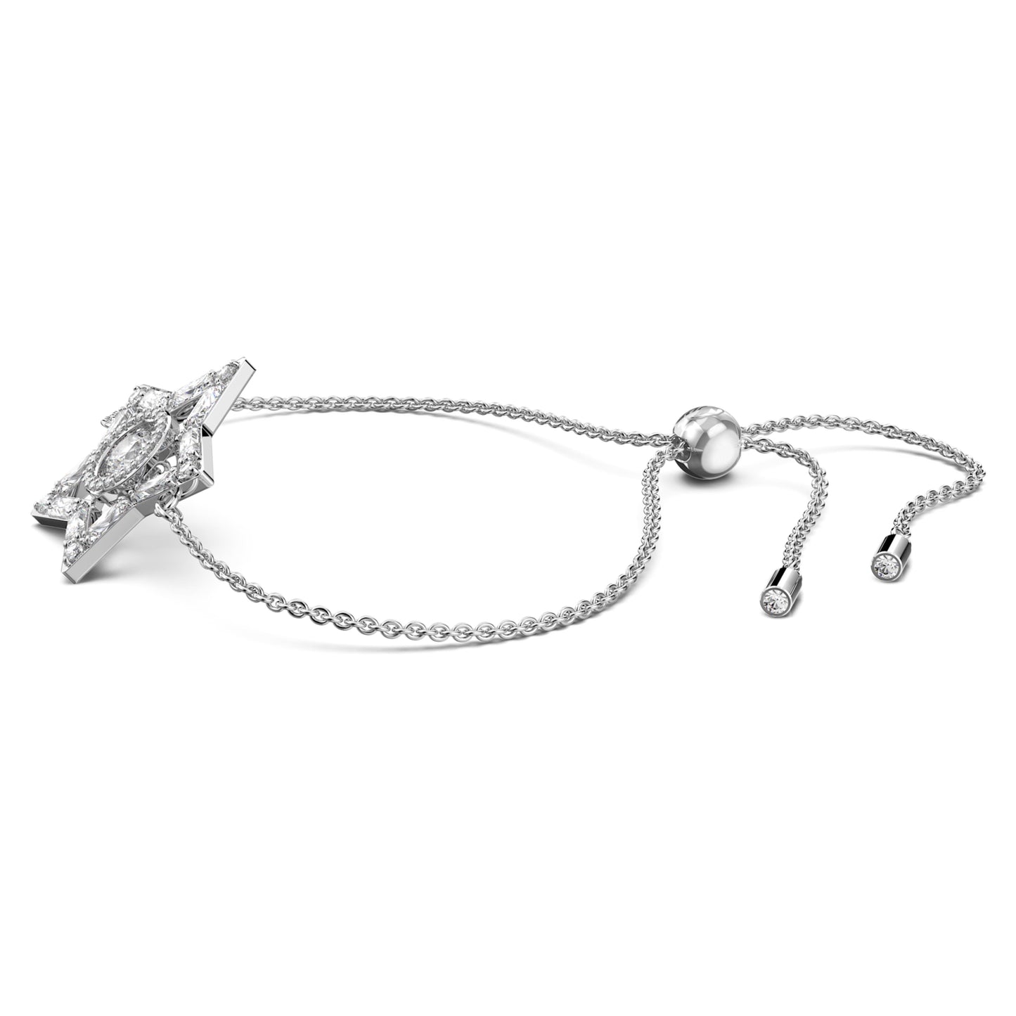 STELLA BRACELET STAR - WHITE, RHODIUM