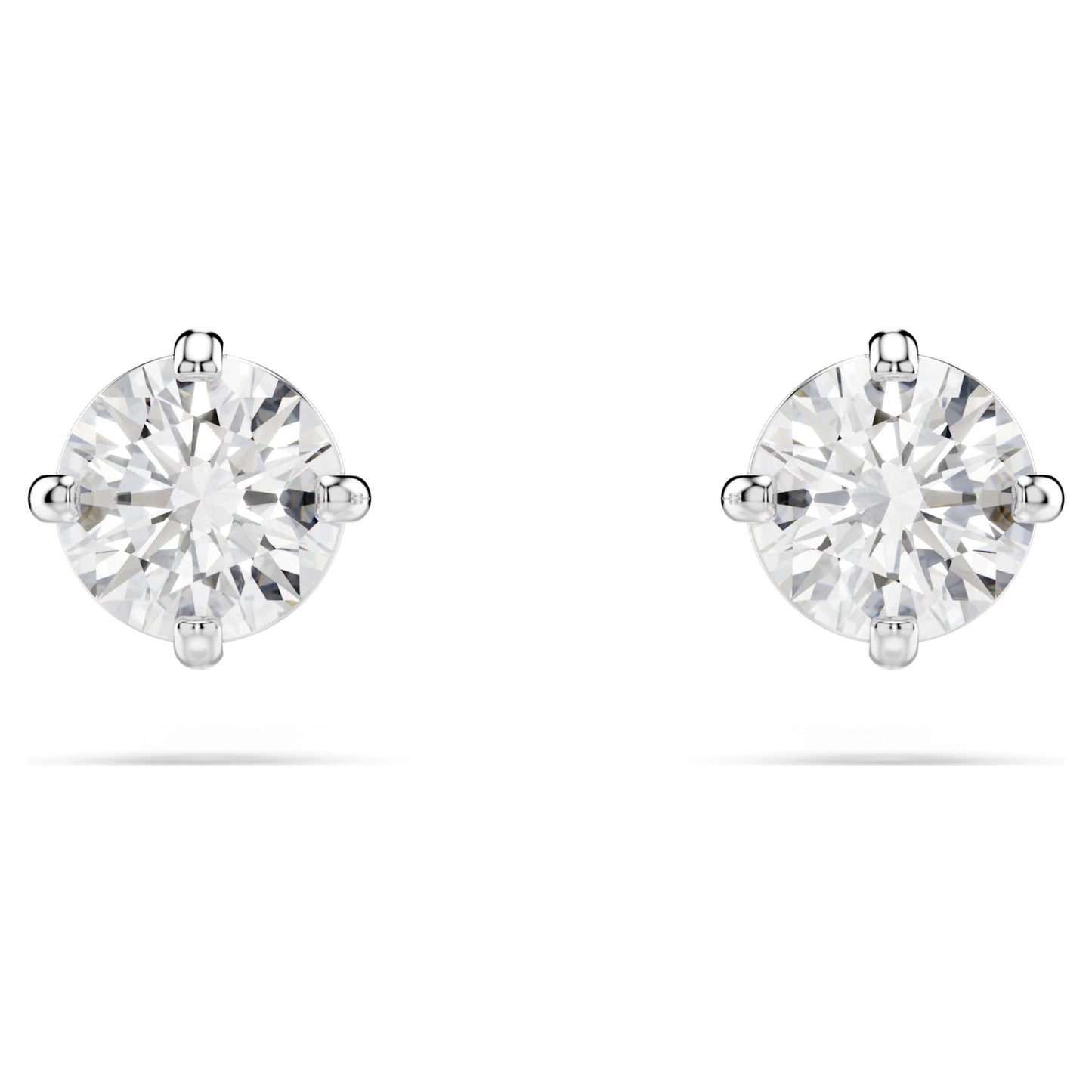 STILLA ATTRACT STUD EARRINGS ROUND - WHITE, RHODIUM