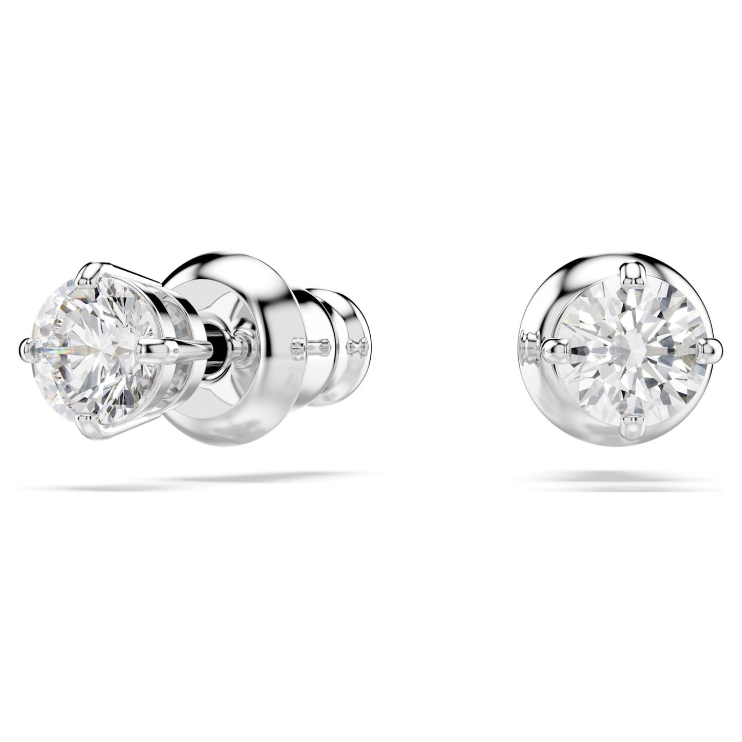 STILLA ATTRACT STUD EARRINGS ROUND - WHITE, RHODIUM