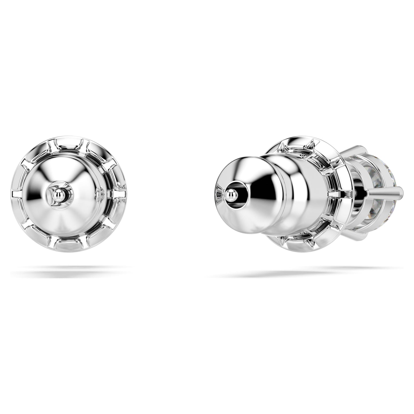 STILLA ATTRACT STUD EARRINGS ROUND - WHITE, RHODIUM