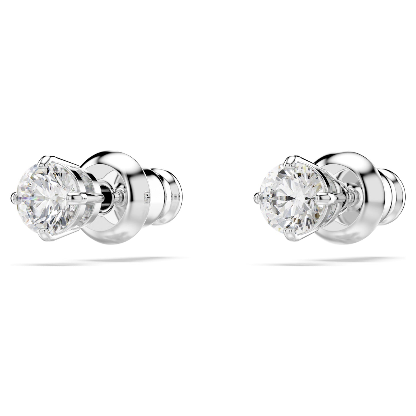 STILLA ATTRACT STUD EARRINGS ROUND - WHITE, RHODIUM