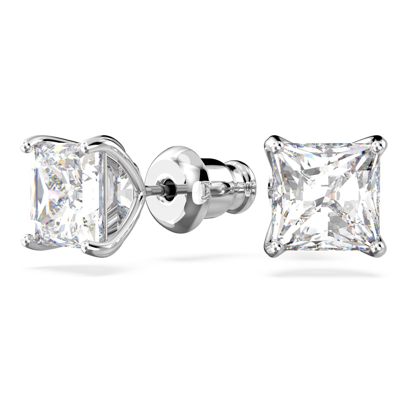 STILLA ATTRACT STUD EARRING SQUARE - WHITE, RHODIUM