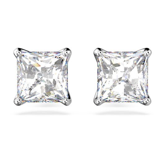 STILLA ATTRACT STUD EARRING SQUARE - WHITE, RHODIUM