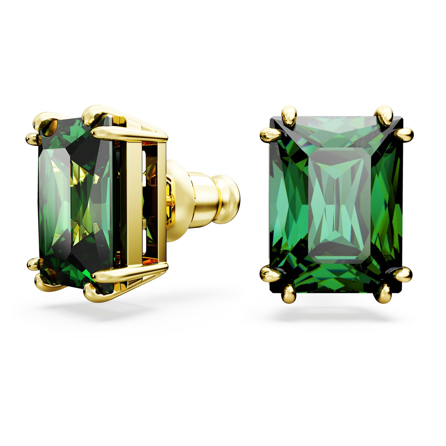 STILLA STUD EARRINGS RECTANGULAR - GREEN, GOLD