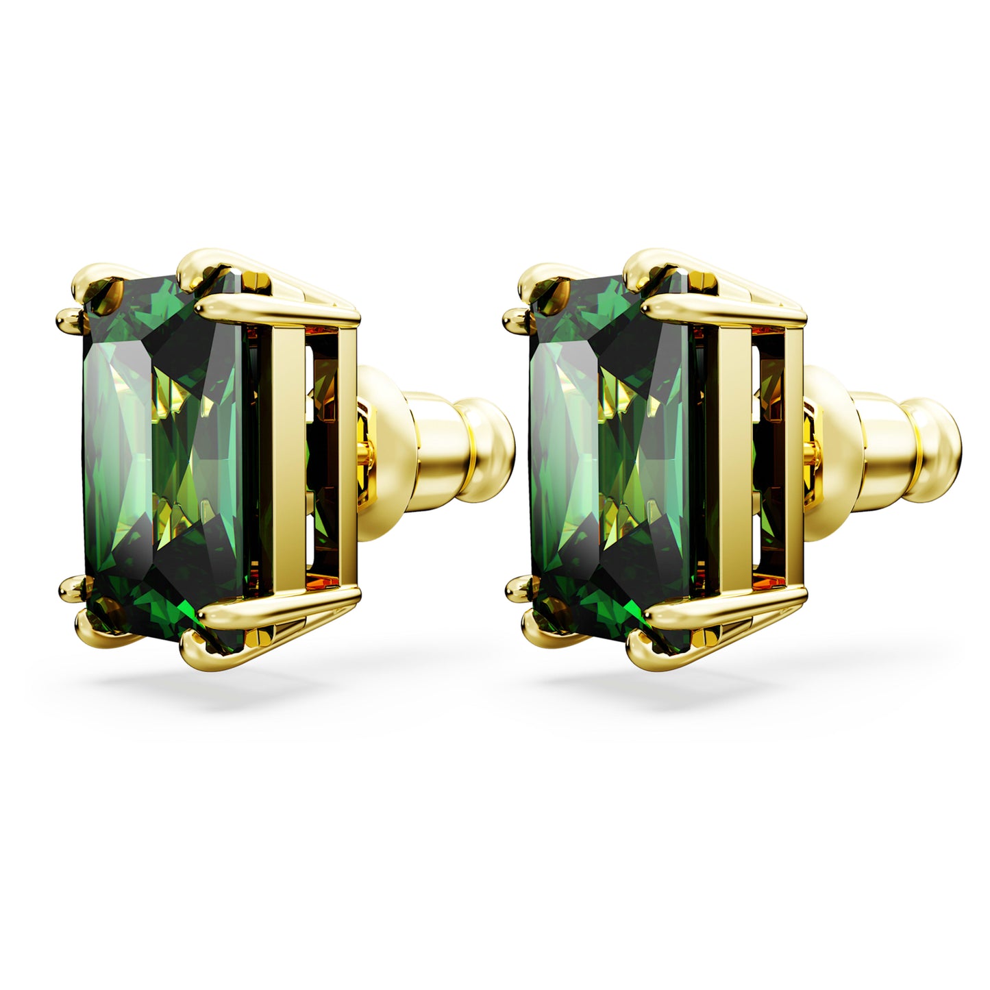 STILLA STUD EARRINGS RECTANGULAR - GREEN, GOLD