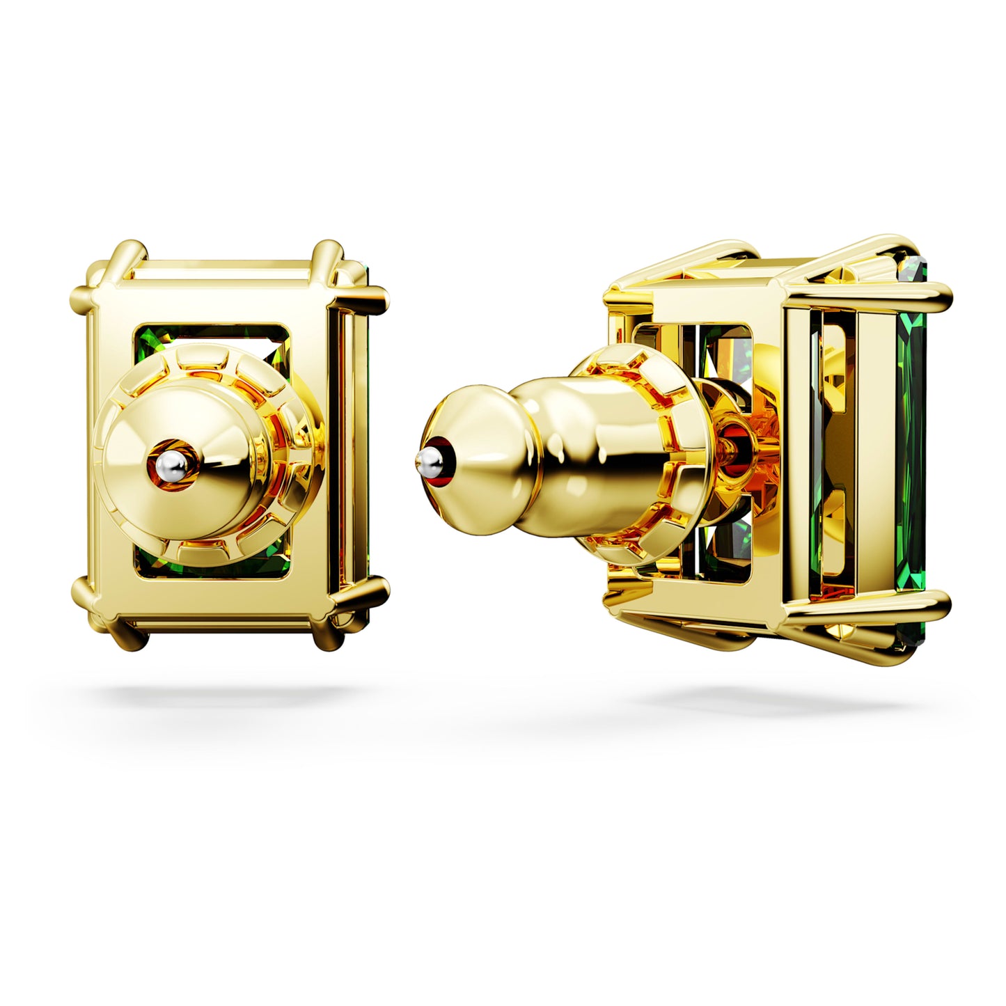 STILLA STUD EARRINGS RECTANGULAR - GREEN, GOLD