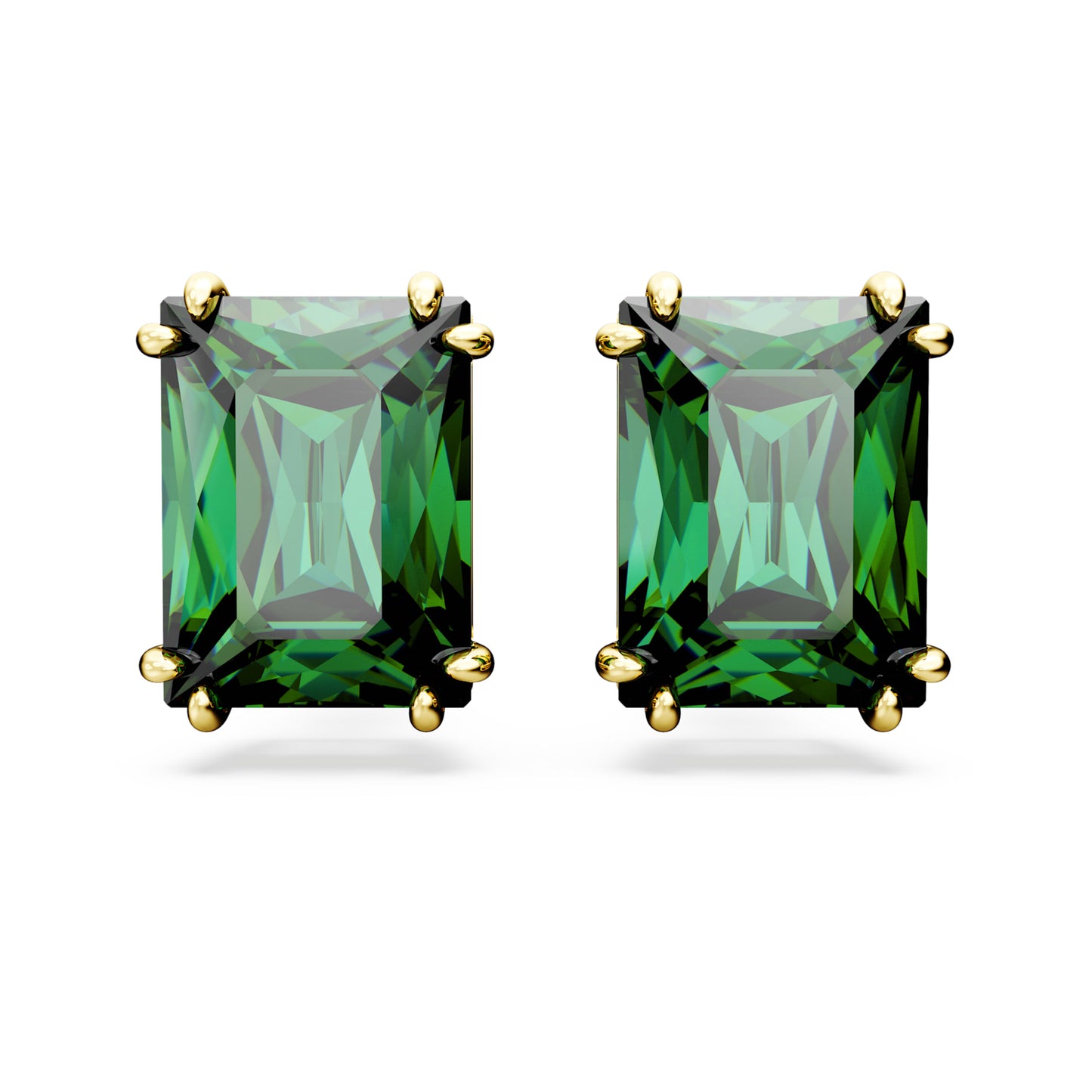 STILLA STUD EARRINGS RECTANGULAR - GREEN, GOLD